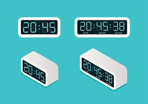Digital alarm clock Front and Isometric view