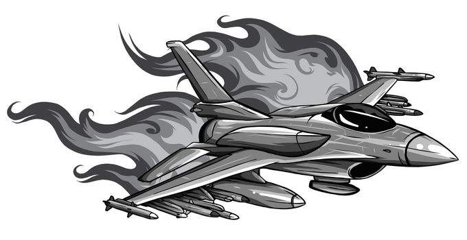 Jet Fighter aircraft, vector illustration design art