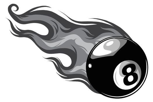 Flaming Billiards Eight Ball Vector Cartoon burning with Fire Flames vector