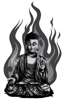 Buddha vintage vector illustration from Meyers Konversations