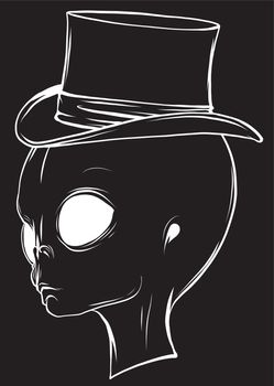 Alien head vector in black background illustration