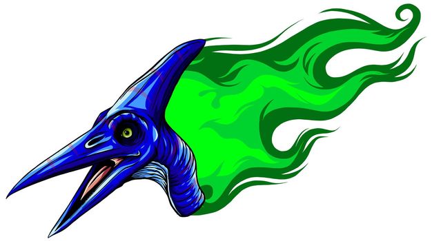Vector illustration pteranodon with flame. design art