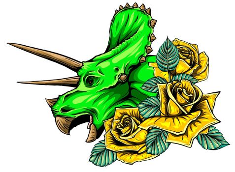 dinosaurus triceratops head art vector illustration design