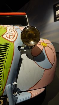 Turin, Italy - juni 20, 2021: a detail of a popular historic French car in the 60s-70s