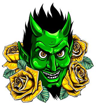 Devil Demon Mascot Head Illustration vector image