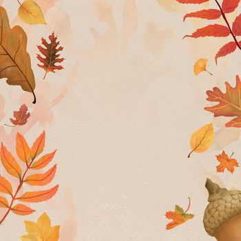Autumn leaves beige background vector