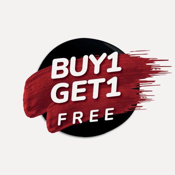 Watercolor shopping badge sticker, buy 1 get 1 free, abstract design vector