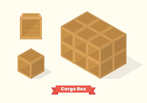 Cargo wood box isometric projection view