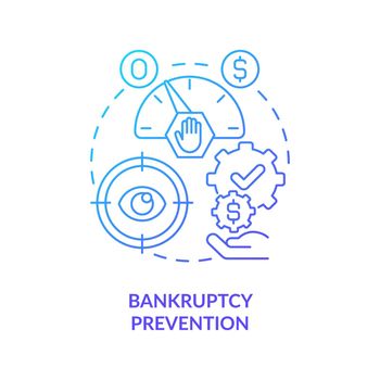 Bankruptcy preventive measures concept icon