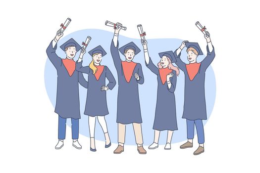 Education, graduation, awarding concept