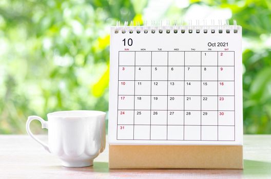 October 2021 Calendar desk for organizer to plan and reminder 