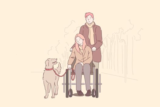 Disabled person support, love concept