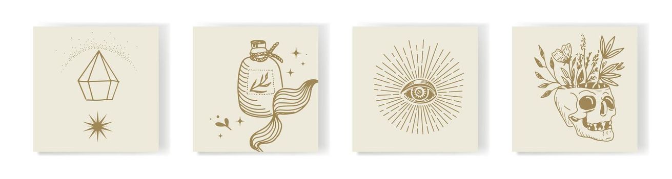 A set of banners with esoteric symbols