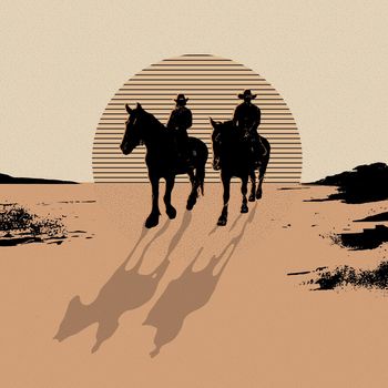 Two horsemen in the desert