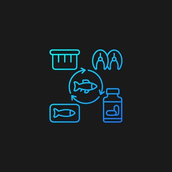 Producing fish products gradient vector icon for dark theme