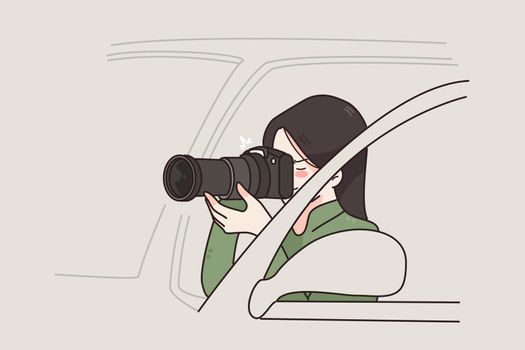 Working as detective of photographer concept
