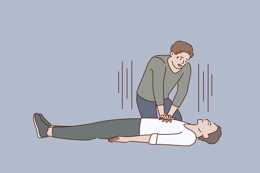 First aid and heart massage concept
