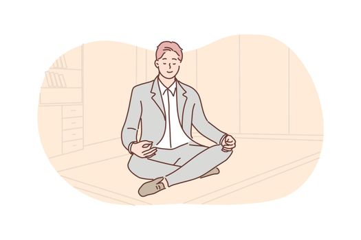 Business, rest, meditation, yoga, relaxation concept