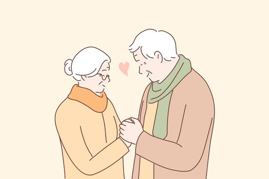 Relationship, love, couple, romance, old age concept