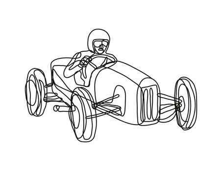 Vintage Race Car Driver Continuous line drawing 