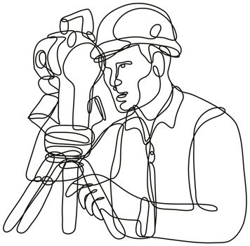 Geodetic Surveyor Using a Theodolite Continuous Line Drawing 