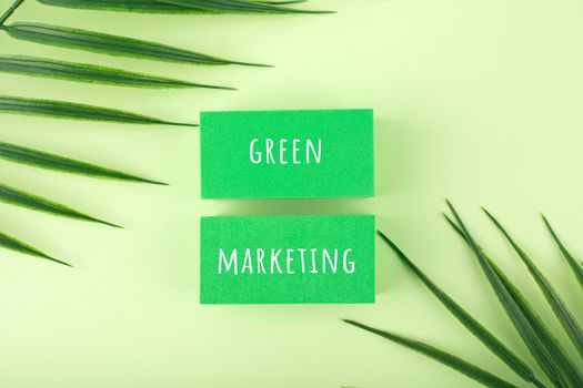 Green marketing minimal concept in monochromatic green colors
