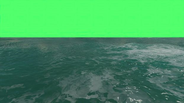 3d illustration - water surface on green screen