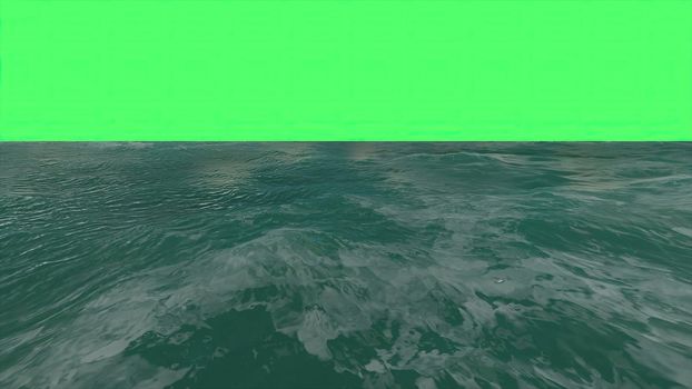3d illustration - water surface on green screen