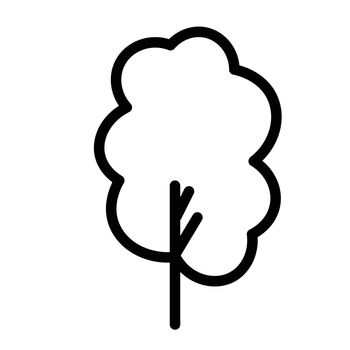 Black and white template tree icon. Vector symbol sign isolated on white background. Trees flat line icons set. Plants, landscape design. Business idea concept