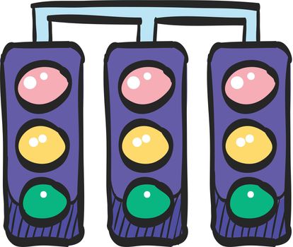 Red light sign icon in color drawing. Traffic road signal stoplight street
