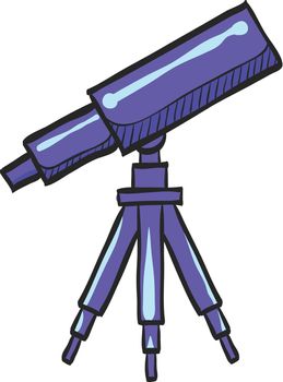 Telescope icon in color drawing. Space, stars constellation 