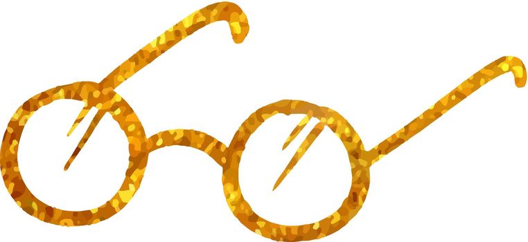 eyeglasses icon in gold texture.