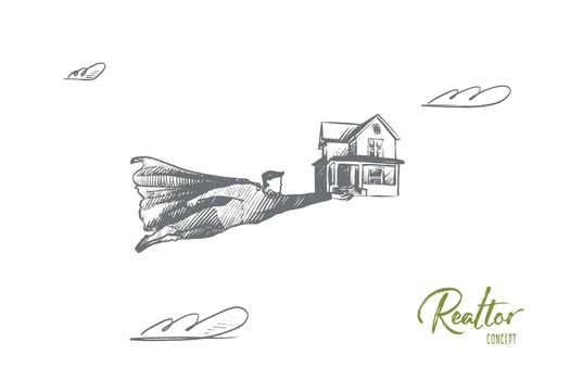 Realtor concept. Hand drawn isolated vector.