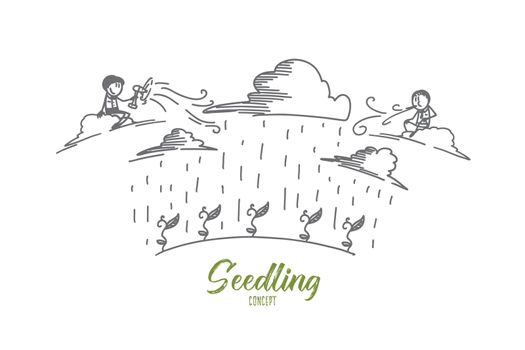 Seedling concept. Hand drawn isolated vector.