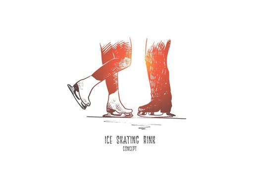 Ice skating rink concept. Hand drawn isolated vector.
