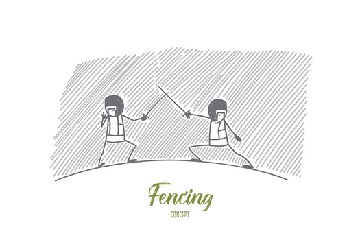 Fencing concept. Hand drawn isolated vector