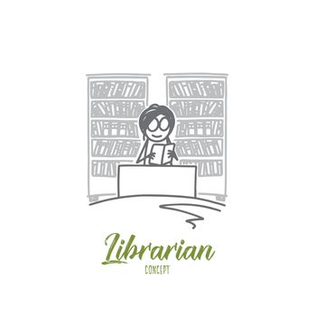 Librarian concept. Hand drawn isolated vector