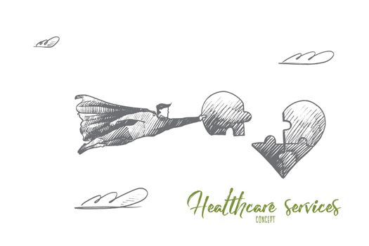 Healthcare services concept. Hand drawn isolated vector.