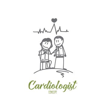 Cardiologist concept. Hand drawn isolated vector
