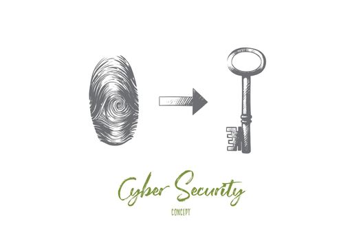 Cyber security concept. Hand drawn isolated vector.