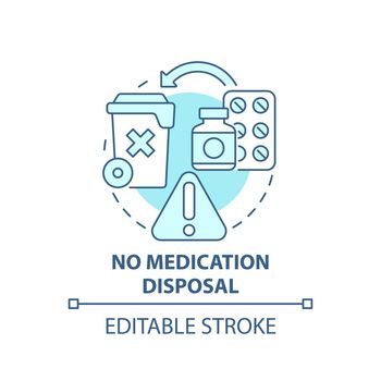 No medication disposal blue concept icon