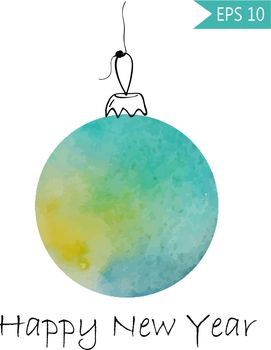 Watercolor christmas bauble Colorful on white background in vector New Year ball