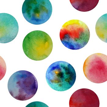 Seamless pattern. Watercolor vector abstract background. round brushstrokes. On white . Colorful and endless