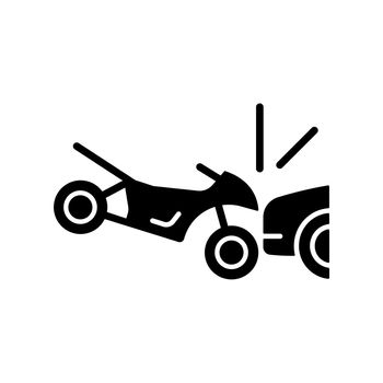 Collision with motorcycle black glyph icon