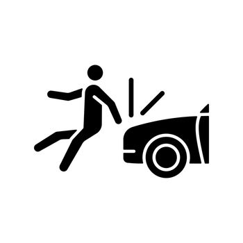 Collision involving pedestrian black glyph icon