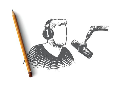 Radio day concept. Hand drawn isolated vector.