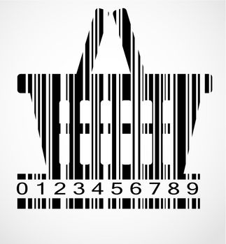 Barcode shoping cart image vector illustration