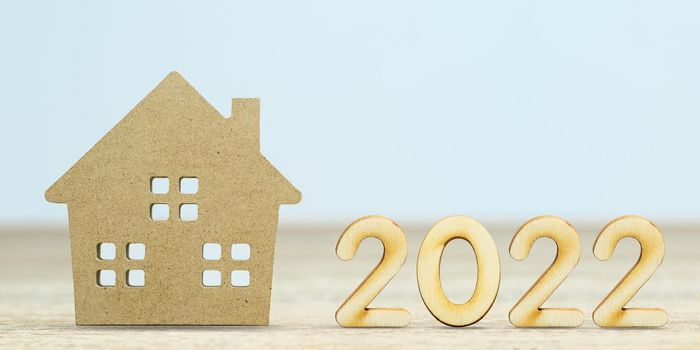Wooden numeric new year 2022 house model