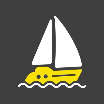 Sailing yacht flat vector icon isolated