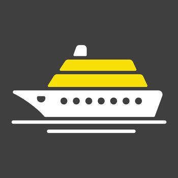 Cruise liner flat vector icon on dark background
